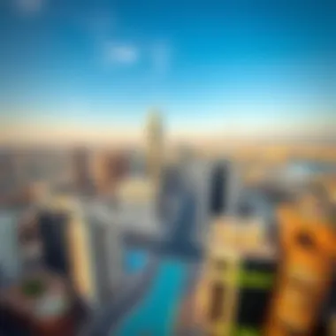 Aerial Perspective of Dubai's Financial District Aerial view showcasing the bustling financial district of Dubai