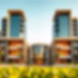 Exterior view of Ajman One Tower showcasing modern architecture