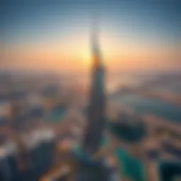 Aerial view of Al Gurg Tower showcasing its unique architectural design