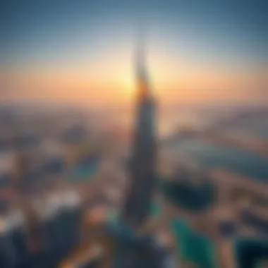 Aerial view of Al Gurg Tower showcasing its unique architectural design