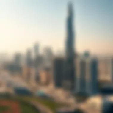 Dubai Skyline with Al Gurg Tower Panoramic view of Dubai's skyline with Al Gurg Tower prominently featured
