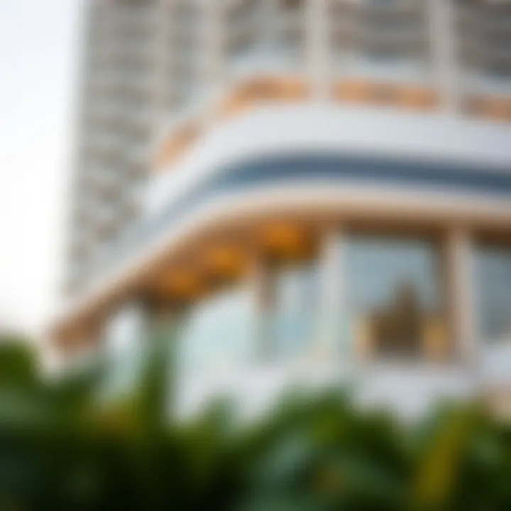 Close-up of the façade detailing of Al Gurg Tower