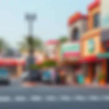 Local Attractions in Almaya Satwa Vibrant street view of Almaya Satwa depicting local attractions and amenities