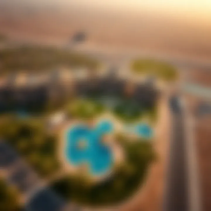 Aerial view of the resort and its surrounding landscape
