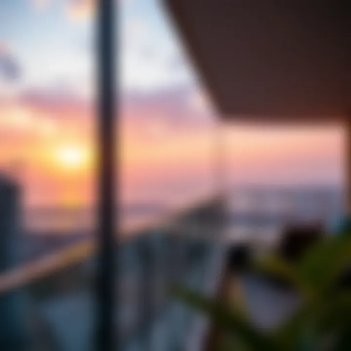 Breathtaking sunset view from a balcony in Balqis Residence overlooking the sea