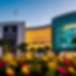 Exterior view of Bani Yas Mall showcasing its contemporary architecture