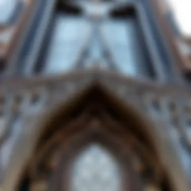 Intricate details of Burj Al-Shuhada's facade