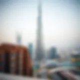 Stunning view of Burj Al-Shuhada against Dubai skyline
