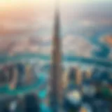 Aerial view of Burj Khalifa showcasing its architectural grandeur