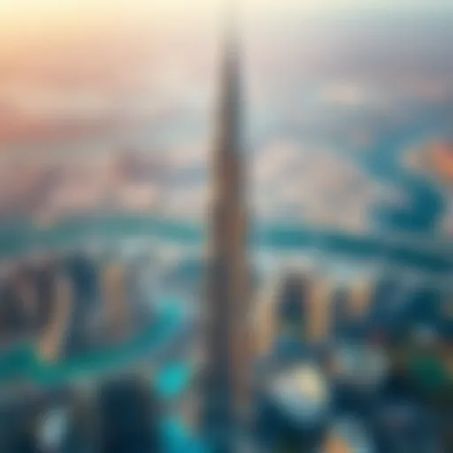 Aerial view of Burj Khalifa showcasing its architectural grandeur