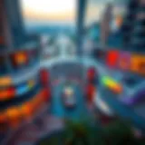 An aerial view of City Walk showcasing its modern architecture and vibrant atmosphere