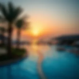 Luxurious beachfront resort with stunning sunset view