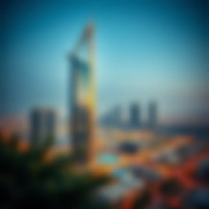 A panoramic view of Como Tower showcasing its unique architectural design against the Dubai skyline