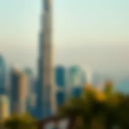 The Burj Khalifa towering above the Dubai skyline