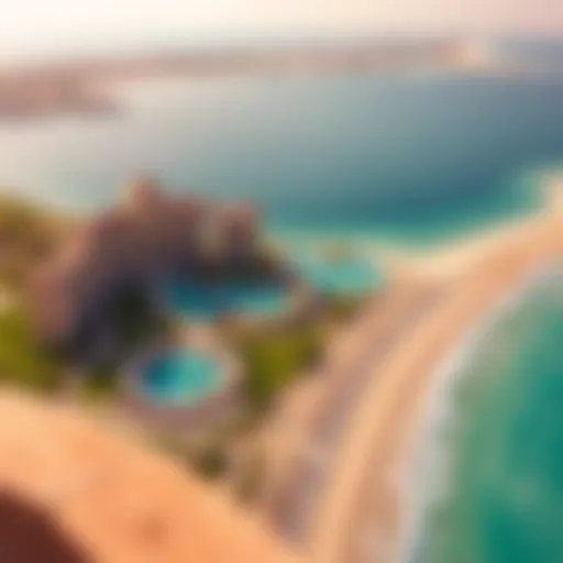 A stunning aerial view of a luxurious Dubai resort with pristine beaches