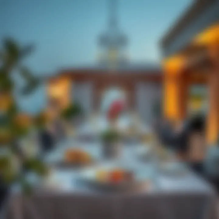 Exquisite dining setup showcasing gourmet cuisine in a resort