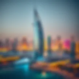 Stunning view of Creek Rise Tower against the Dubai skyline