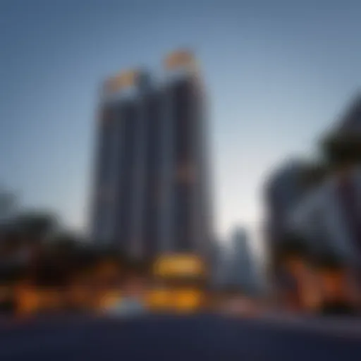 Modern architectural design of a residential tower in Dubai