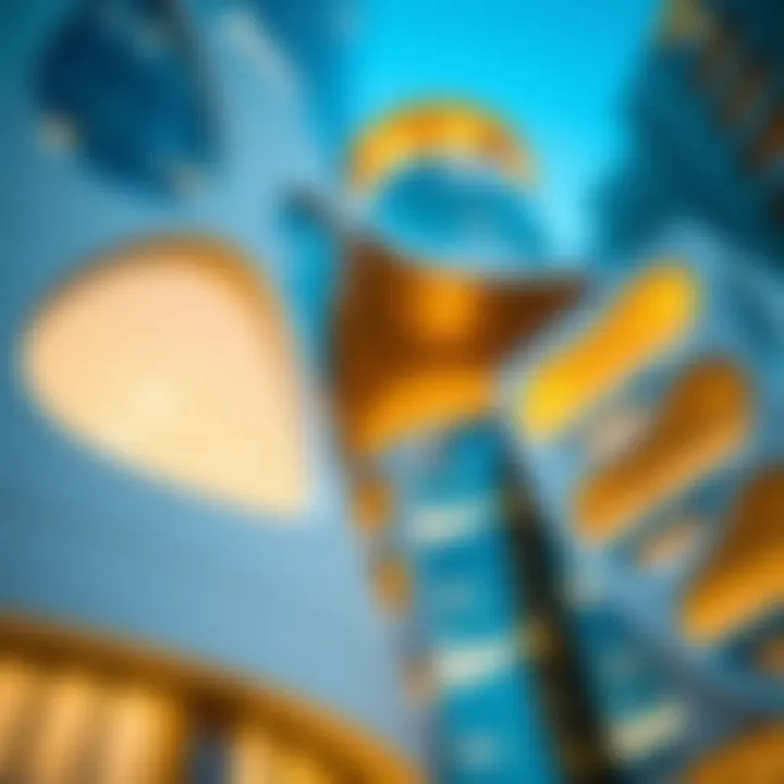 Close-up of architectural details of Curve Building highlighting innovative design