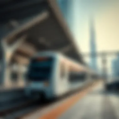 Modern Connectivity: Dubai Metro in Action Dubai Metro train approaching a modern station.