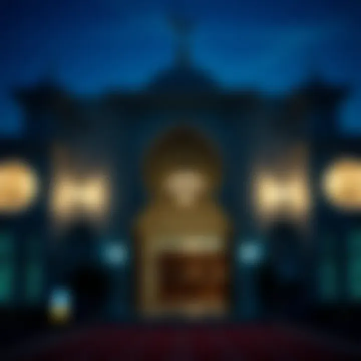 Decorated mosque entrance welcoming worshippers for Eid ul Adha