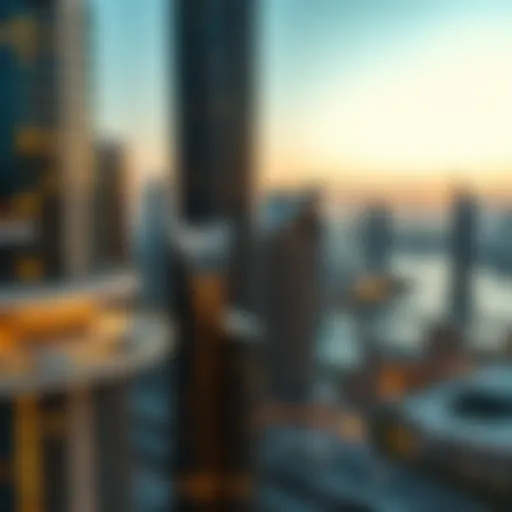 Stunning skyline view of Jumeirah Lake Towers at sunset