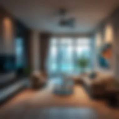 Trendy interior design of a typical Airbnb rental in Marina Dubai