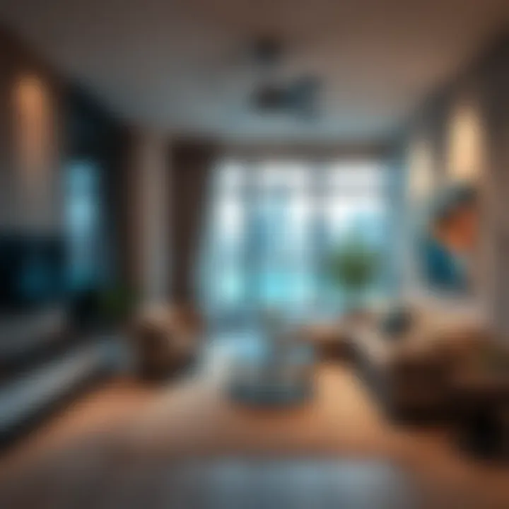 Trendy interior design of a typical Airbnb rental in Marina Dubai
