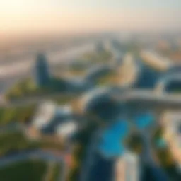 Aerial view of Al Aweer showcasing the blend of urban and nature