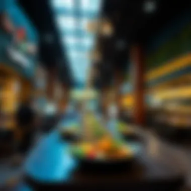 Diverse dining options available inside الجاده مول captured in a lively setting