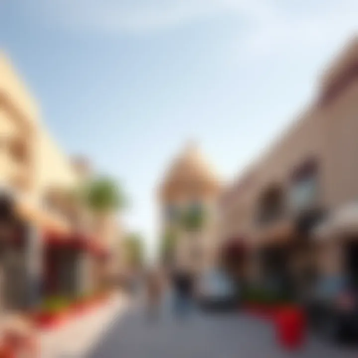Vibrant street life in Al Khezamia with cafes and shops bustling with activity