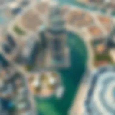 Aerial Perspective of Al Manara Tower Aerial view showcasing the strategic location of Al Manara Tower in Business Bay