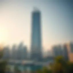 Stunning view of Al Manara Tower against the Dubai skyline