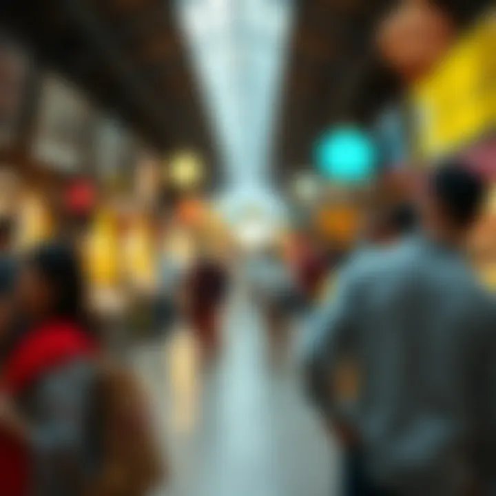 Visitors engaging in commerce at Central Souk