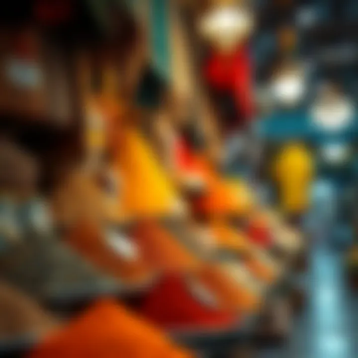 A vibrant display of spices and textiles inside Central Souk