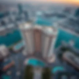 Aerial view of Churchill Towers showcasing the architectural design