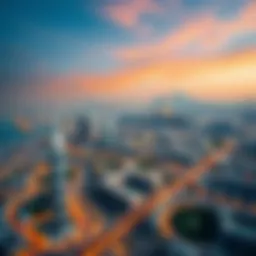 Aerial view of Al Shamkha and Abu Dhabi skyline