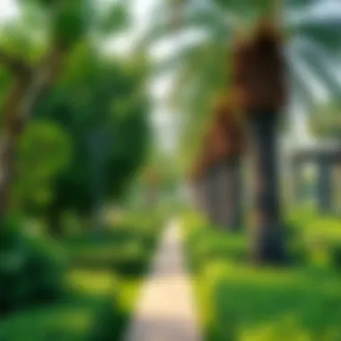 Green Pathways of Dubai Love Park Lush greenery and pathways in Dubai Love Park
