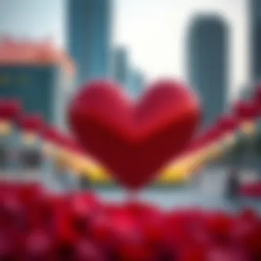 Heart Installation in Dubai Love Park Beautiful heart-shaped installation at Dubai Love Park