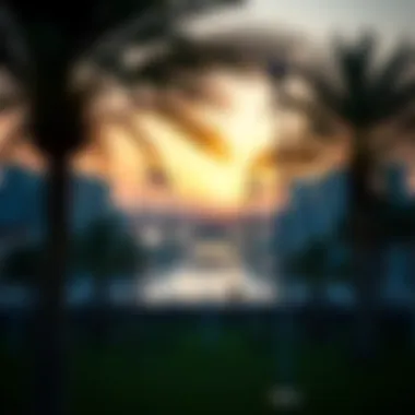 Sunset at Dubai Love Park Stunning view of Dubai Love Park during sunset