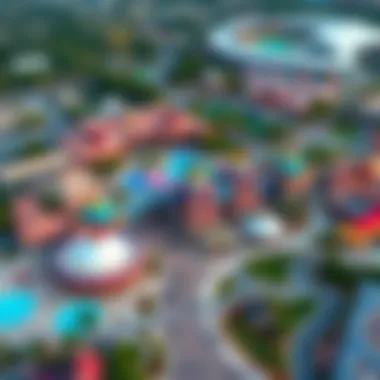 Aerial View of Dubai Parks and Resorts Aerial view of Dubai Parks and Resorts showcasing attractions