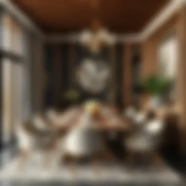 Fusion of Traditional and Modern Dining Furniture An elegant dining area featuring traditional and modern furniture.