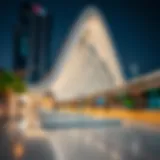 Modern architecture of Jaddaf Metro Station showcasing its unique design