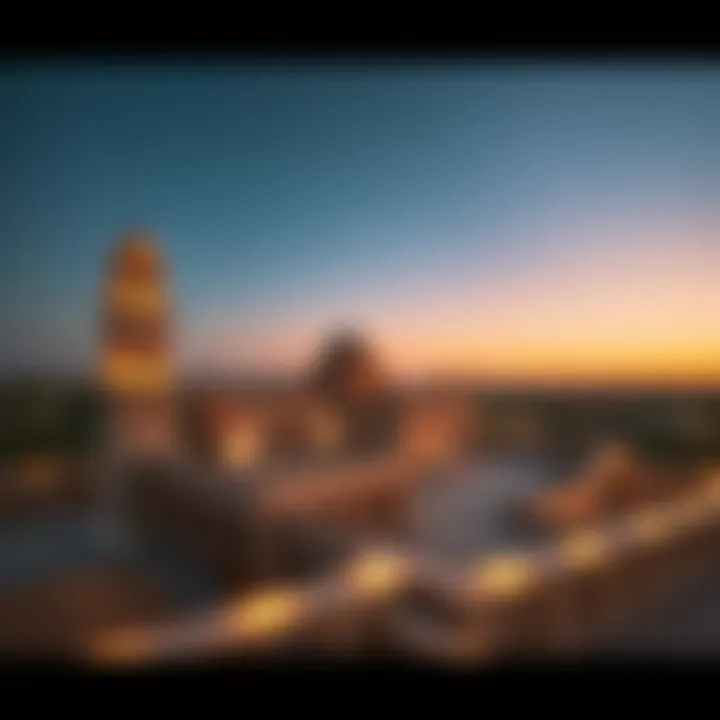A panoramic view of Jazeera Al Hamra at sunset highlighting its historical significance