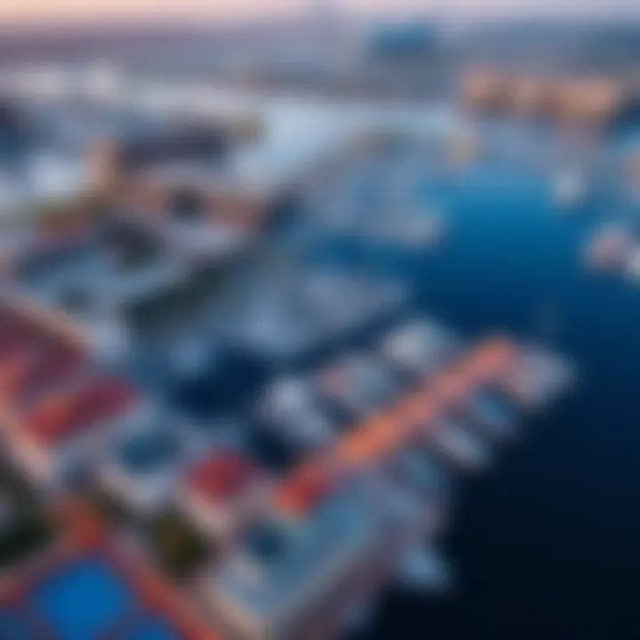 Aerial view of Jumeirah Living Marina, emphasizing its prime location in Dubai's real estate market.