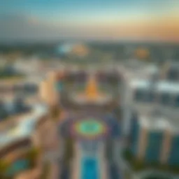 Aerial view of Jumeirah Village Circle showcasing its modern architecture