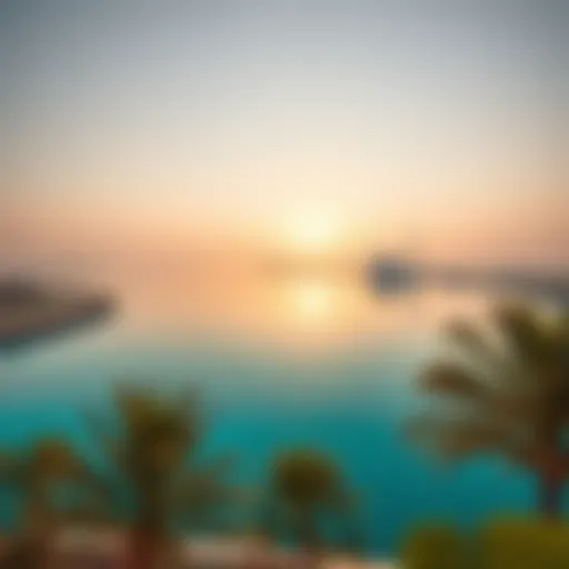 A panoramic view of Lake Dubai showcasing its crystal-clear waters