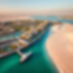 Aerial view of Marjan Island showcasing its luxurious properties