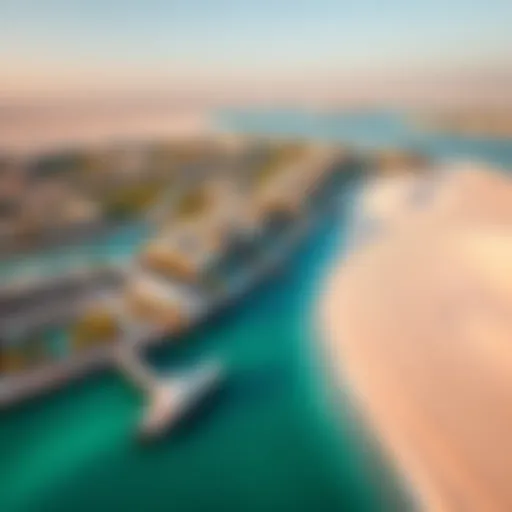 Aerial view of Marjan Island showcasing its luxurious properties