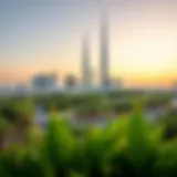Stunning view of Burj Khalifa surrounded by lush greenery